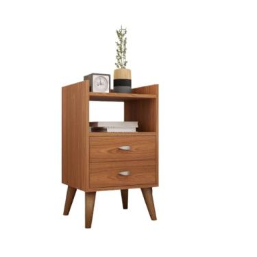 Imagem de Kit 2 Mesa De Cabeceira Retro Criado Com Gavetas (FREIJÓ)
