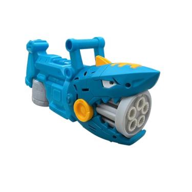 Imagem de Pistola de Bolhas Tubarão | Brinquedo Infantil com Solução de 70ml | Gera +10.000 Bolhas em Minutos | Design Divertido, Seguro e Colorido | Ideal para Crianças 3+ Anos