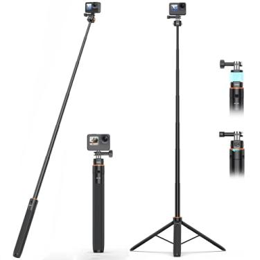 Imagem de VRIG Tripé de bastão de selfie de 160 cm para Go Pro, tripé de câmera extensível AC-04S com adaptador magnético de liberação rápida para Go Pro Hero 13 12 1110 9, DJI OSMO Action 5Pro 3 2, AKASO