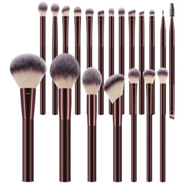 Imagem de Conjunto de 20 pincéis de maquiagem em pó macio, pincel de blush, corretivo, pincel iluminador, cabelo sintético premium ultramacio para maquiagem diária no rosto (J)