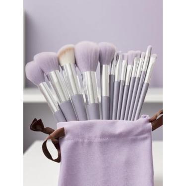 Imagem de Conjunto de 13 pincéis de maquiagem macio e fofo profissional base cosmética em pó sombra kabuki pincel de maquiagem ferramenta de beleza com bolsa esponja de maquiagem presente de beleza para