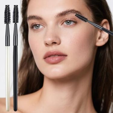 Imagem de 2 pincéis de rímel varinhas de maquiagem para cílios e sobrancelhas, aplicadores para extensões, reutilizáveis