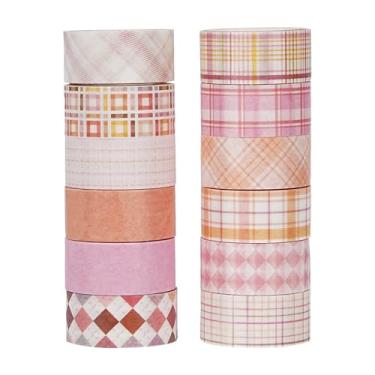 Imagem de Conjunto de adesivos Washi geometria listrada, adesivos de máscara de cor sólida decorativos para artes faça você mesmo artesanato material de diário scrapbook cartão embrulho de presente