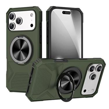 Imagem de LYJSMGZ Capa fina para iPhone 17 Pro Max/17 Pro/Air/17, anel magnético giratório militar fosco antiarranhões PC Shell, verde, ar