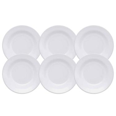 Imagem de Jogo Kit De 6 Pratos Fundos 22Cm Branco Cerâmica Plus Biona