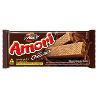 Imagem de Biscoito Wafer Recheio Chocolate Richester Amori Pacote 80g