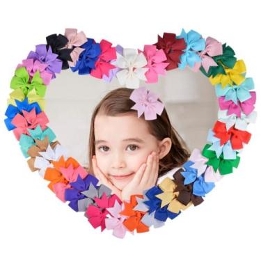 Imagem de Laços De Cabelo Infantil Bico De Pato Kit 40 Cores Atacado - NMS