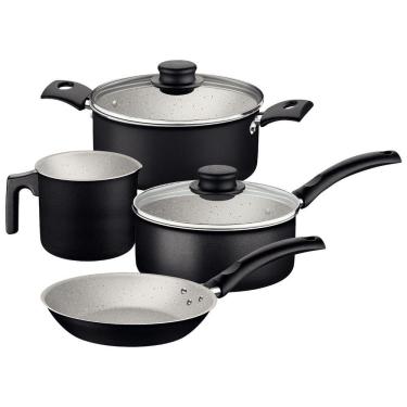 Imagem de Jogo De Panelas Tramontina Turim 4 Peças Em Alumínio Antiaderente Starflon Max Preto