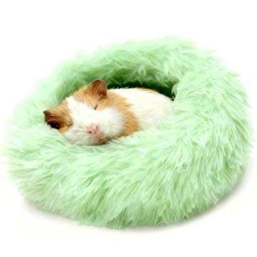 Imagem de LAIRIES Cama de porquinhos-da-índia para animais pequenos em forma de donut, cama macia e quente com elastano e calça de lã para transporte aconchegante, acessórios de gaiola