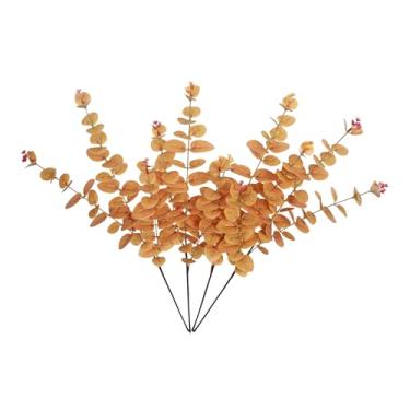 Imagem de Forlaoers 81 cm de altura, folhas artificiais de eucalipto, laranja, caules de vegetação, flores falsas, ramos, plantas para vasos, decoração de casa, arranjos de interiores