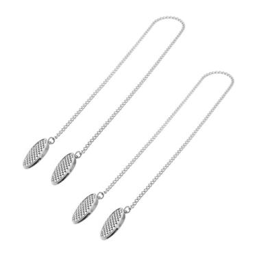 Imagem de Generic 2 peças de prendedores de toalha de babador com correntes, prendedor de fixação, prendedores de guardanapo, cordão de pescoço para idosos, salão de, Prata