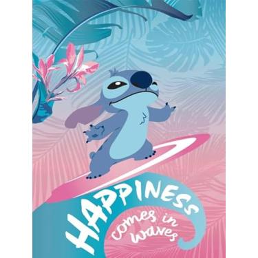 Imagem de Cobertor Disney Stitch, Happiness Comes in Waves, tamanho solteiro/casal, 139,7 x 190,5 cm - macio e aconchegante