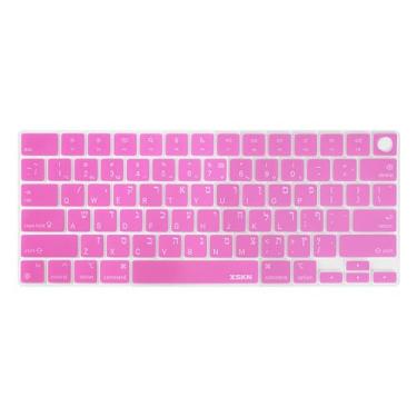 Imagem de XSKN Capa de silicone para teclado americano rosa letra hebraica serve para MacBook Air MacBook Pro 13,6 15,3 14,2 16,2 polegadas lançado desde 2021 com chip M1 M2 M3 M4 e Touch ID