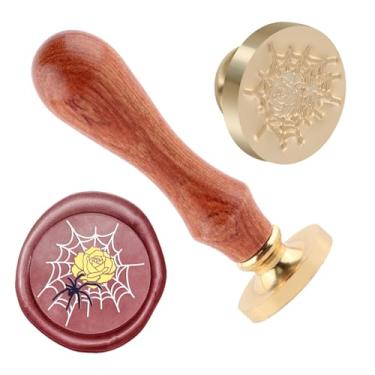 Imagem de Carimbo de lacre de cera de aranha Carimbo de selo de cera de Halloween cabeças de latão removíveis para decoração de festa de Halloween convites carta envelope cartões de felicitações presentes