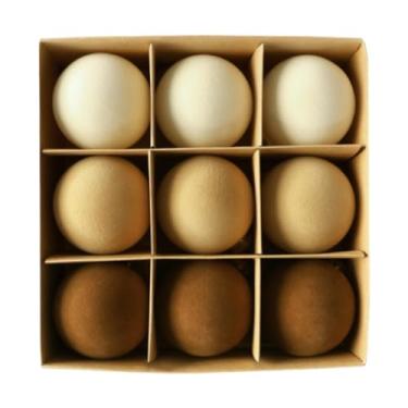 Imagem de IEUDNS Conjunto de 9 enfeites de Natal em formato de bolas flocadas, inquebráveis, de 8 cm, elegantes e decorativas para noivados e festas.