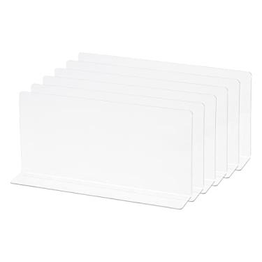 Imagem de Divisórias de prateleira tipo L, organizador de prateleira de armário transparente PVC para armário de cozinha, estante, escritório, supermercado, 25 x 4 x 12 cm, pacote com 6