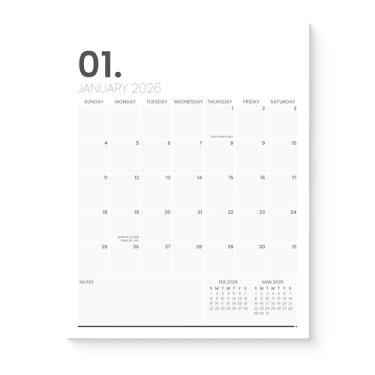 Imagem de Karto Calendário magnético para geladeira 2026 – Vertical 21,6 x 28 cm de janeiro de 2026 a junho de 2027 – Planejamento versátil e fácil com ímã de calendário de geladeira estética – Minimalista