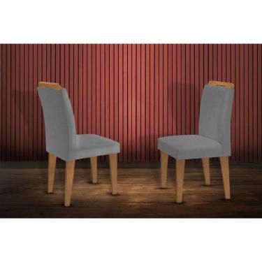 Imagem de Kit 2 Cadeiras De Cozinha Athenas Madeira Capuccino-linho Grafite - Rufato