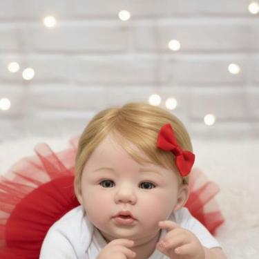 Imagem de Bebê Reborn Menina Recém Nascida Loira Com Enxoval - Mundo Azul e Rosa
