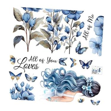 Imagem de Ｂｅｓｇａ Adesivo de parede de flores e borboletas, autoadesivo, à prova d'água, papel de parede de PVC, arte mural para meninas, porta, banheiro, berçário