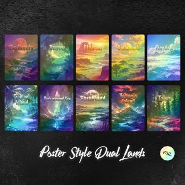 Imagem de Proxy Cards for Magic The Gathering, Alternative Custom Art DIY Cards, Poster Style Dual Lands, Foil