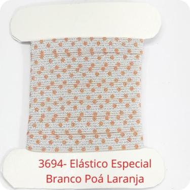 Imagem de 100 metros Elástico Lurex Especial 7mm Poá Branco Laranja 3694 100 enc