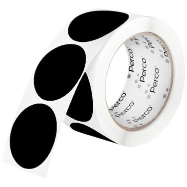 Imagem de Perco Etiquetas adesivas redondas perfuradas pretas de 5 cm — 250 adesivos redondos por rolo — com adesivo permanente para organização, codificação de cores, etiquetagem de caixote e alertas de