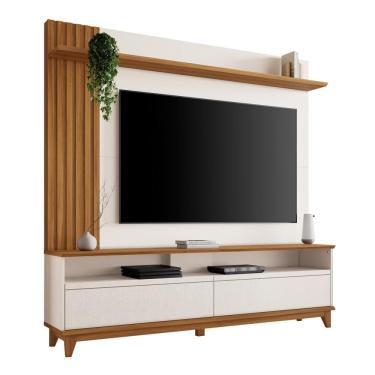 Imagem de Rack com Painel para TV até 65 Polegadas 2 Portas 2 Prateleiras NT 1335 Off White/Freijó - Notável