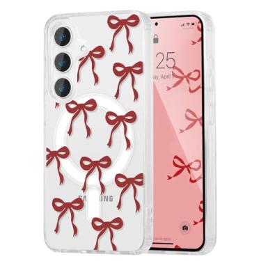 Imagem de UEEBAI Capa magnética para Samsung Galaxy A54 5G, capa de arco compatível com MagSafe, fita fina sem fio, estética, capa protetora antiamarelamento à prova de choque para mulheres e meninas - Borgonha