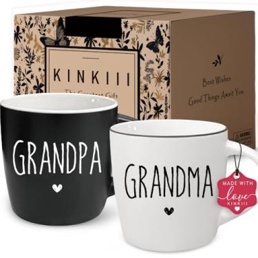 Imagem de Conjunto de canecas de café Promoted to Grandma Grandpa, presente de anúncio de gravidez para avós, presente exclusivo de revelação de gravidez para avó, avô, presente de caneca de Natal de Ação de
