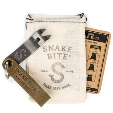 Imagem de Chaveiro abridor de garrafa original Snake Bite – 100% feito e patenteado nos EUA – abridor de cerveja de couro e aço inoxidável – presentes de padrinhos, gadgets EDC, chaveiro de cerveja para homens