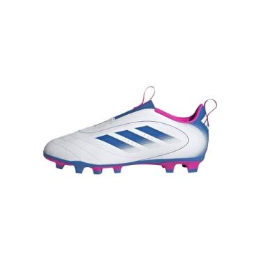 Imagem de adidas Tênis de futebol unissex infantil Goletto Ix sem cadarço firme, Branco/azul royal/Team Shock Pink, 12 Little Kid