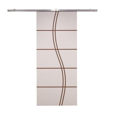 Imagem de Porta De Correr Branco Prime Frisada Kit Alumínio Fs Duplo - 210x110