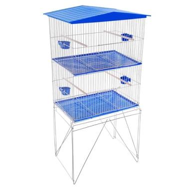 Imagem de Viveiro Duplo Para Calopsita Gaiola Grande Com Divisória Desmontável Azul