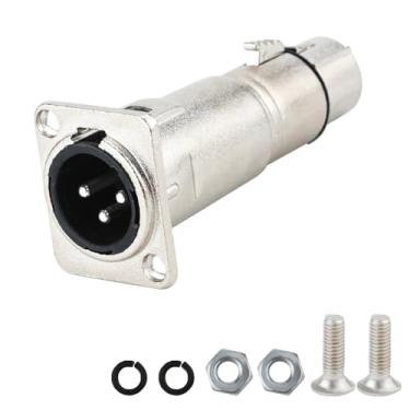 Imagem de Adaptador de montagem em painel macho para fêmea, conector XLR de 3 pinos para plugue adaptador de montagem acoplador conector de passagem para dispositivo de áudio e mixador de som de microfone