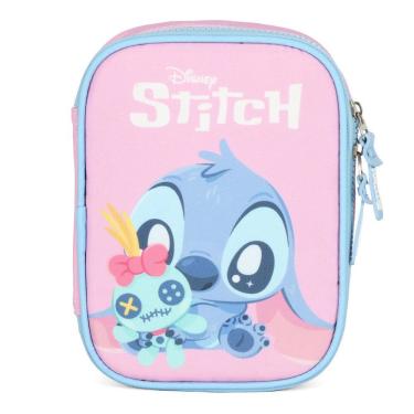 Imagem de Estojo Box Stitch Disney Infantil Espaçoso Rosa Licenciado