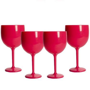 Imagem de Kit 4 Taças Gin Rosa Acrílico Copo Gin - Krystalon