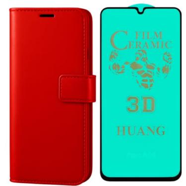 Imagem de Capa Capinha Carteira Flip Couro Compatível Motorola Moto G75 (Vermelho)