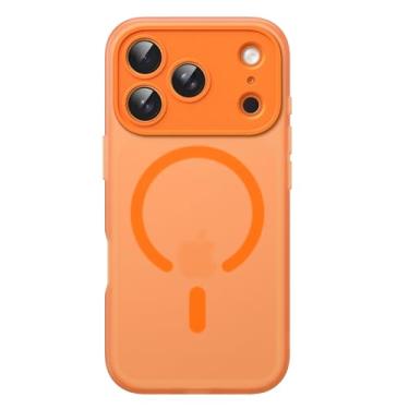 Imagem de JETech Capa Fosca para iPhone 17 Pro Max 6,9 Polegadas Compatível com MagSafe, Proteção Total da Lente da Câmera, Case Capinha Macia de TPU Fosco Translúcido, Anti-Impressão Digital (Laranja)