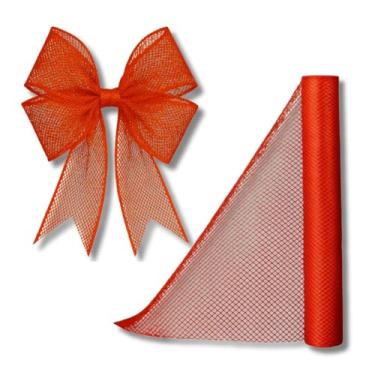 Imagem de Fita Natalina Decorativa 48cm, para fazer Laços, lacinhos de Natal Decoração Natalina, Fita vazada | Ideal para Árvores, Guirlandas, Festas e Arranjos Natalinos, Enfeite de Natal (Vermelha)