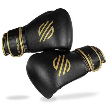 Imagem de Sanabul Luvas profissionais de boxe Gold Strike para homens e mulheres, luvas de Muay Thai Kickboxing MMA, Sparring de treinamento profissional de esportes de combate, gancho e laço preto, 355 ml