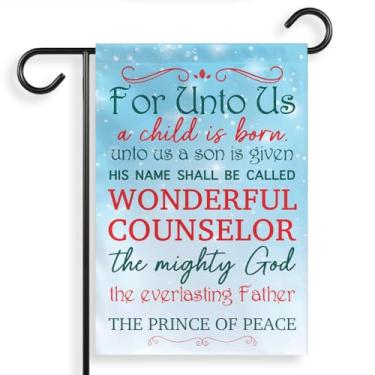 Imagem de VOTANTA (30,5 x 45,7 cm) For Unto Us a Child Is Born Unto Us a Son Is Given His Name Shall Be Called Wonderful Garden Flag, Christian Christmas Outdoor Decoration Yard House Patio Varanda Dupla Face