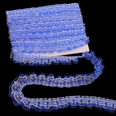 Imagem de Acabamento plissado com babados azuis, fita plissada de 2,5 cm x 1,5 m, fita decorativa para embrulho de presente, decorações de casamento, artigos de festa, laços de cabelo, artesanato de costura