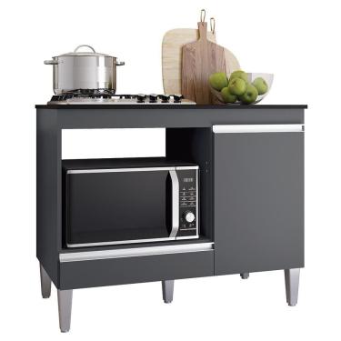 Imagem de Balcão De Cozinha Para Cooktop E Forno Microondas Carla Cinza - Ajl Móveis