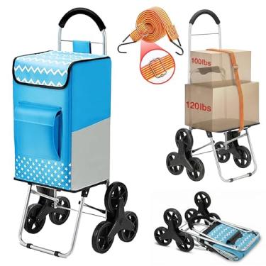 Imagem de winkeep Carrinho de compras, capacidade de 99 kg, carrinho de compras dobrável com bolsa grande, utilitário de lavanderia, cordão elástico ajustável (azul celeste)