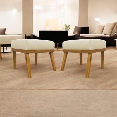 Imagem de Kit 2 Puffs Decorativos Firenze Retangular - Bege Corino