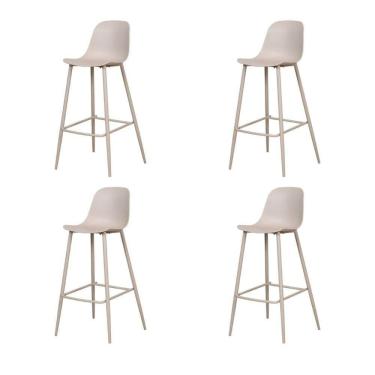 Imagem de Kit 4 Banquetas Médias Miami Abi Fratini 91,50 Cm (altura) Polipropileno Nude Base Em Aço Pintado