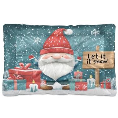 Imagem de Blueangle Cama de cachorro fofa de gnomo de Natal ultra macia e calmante para cães pequenos, cama retangular confortável para animais de estimação, 61 x 45 cm (24 x 18 polegadas) (311)