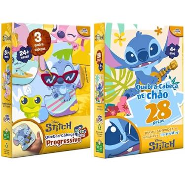 Imagem de Kit 2 Quebra Cabeças Stitch Progressivo + Stitch 28 Peças