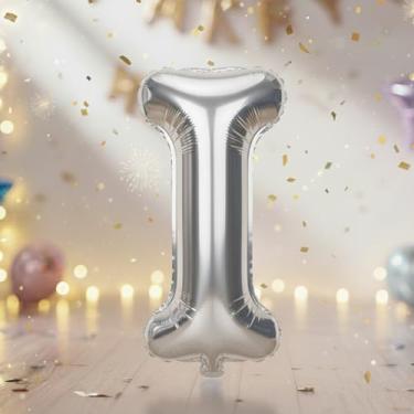 Imagem de Balões grandes com letras prateadas de 81 cm I, balões de alfabeto Mylar de folha preenchida com hélio para festas de aniversário e decorações inéditas, suprimentos grandes de prata para decoração de